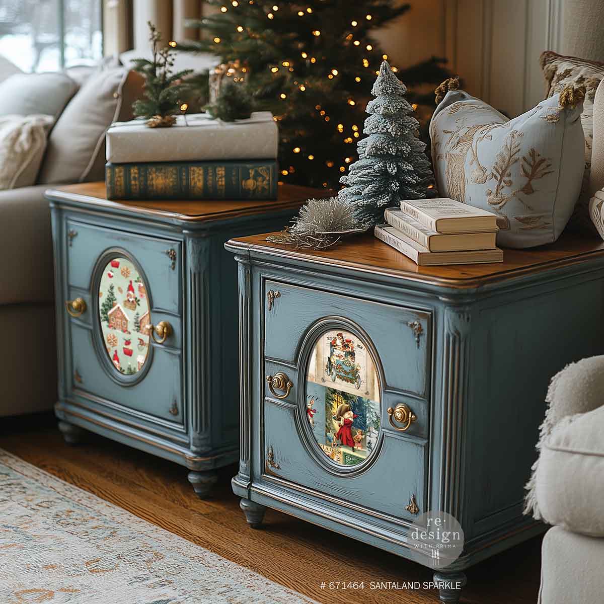 Redesign A3 Decoupage Fiber Pack - Santaland Sparkle - 3 sheets, 29.7cm x 42cm each