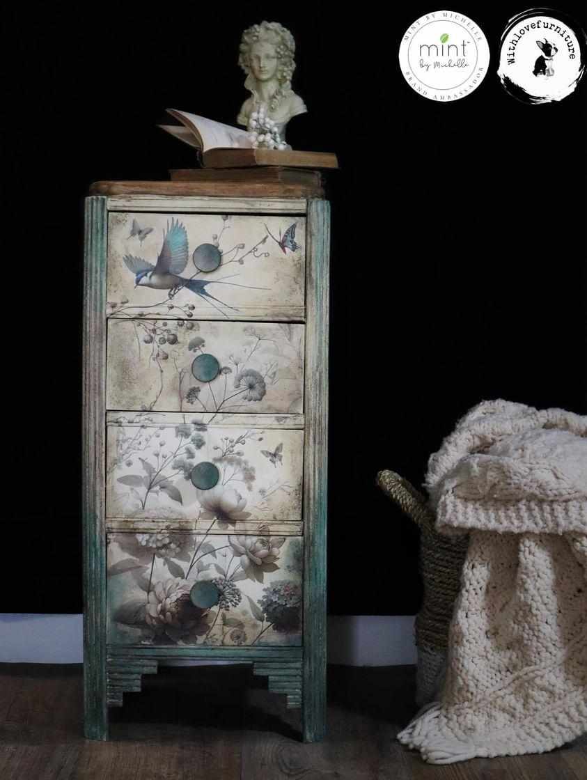 Pale Blossom - Mint Decoupage Paper