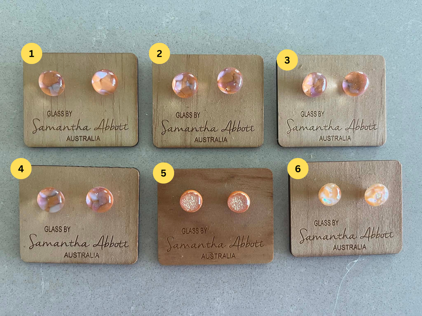 Samantha Abbott Studs - Apricot and Peach Tones