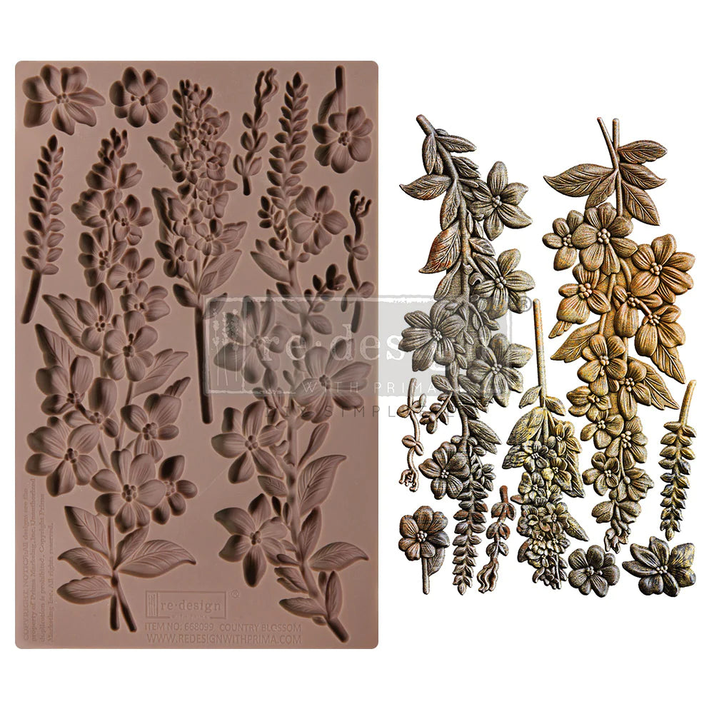 Redesign Decor Moulds - Country Blossom - 1 pc, 5"x8"x8mm (12.7 x 20.3cm)
