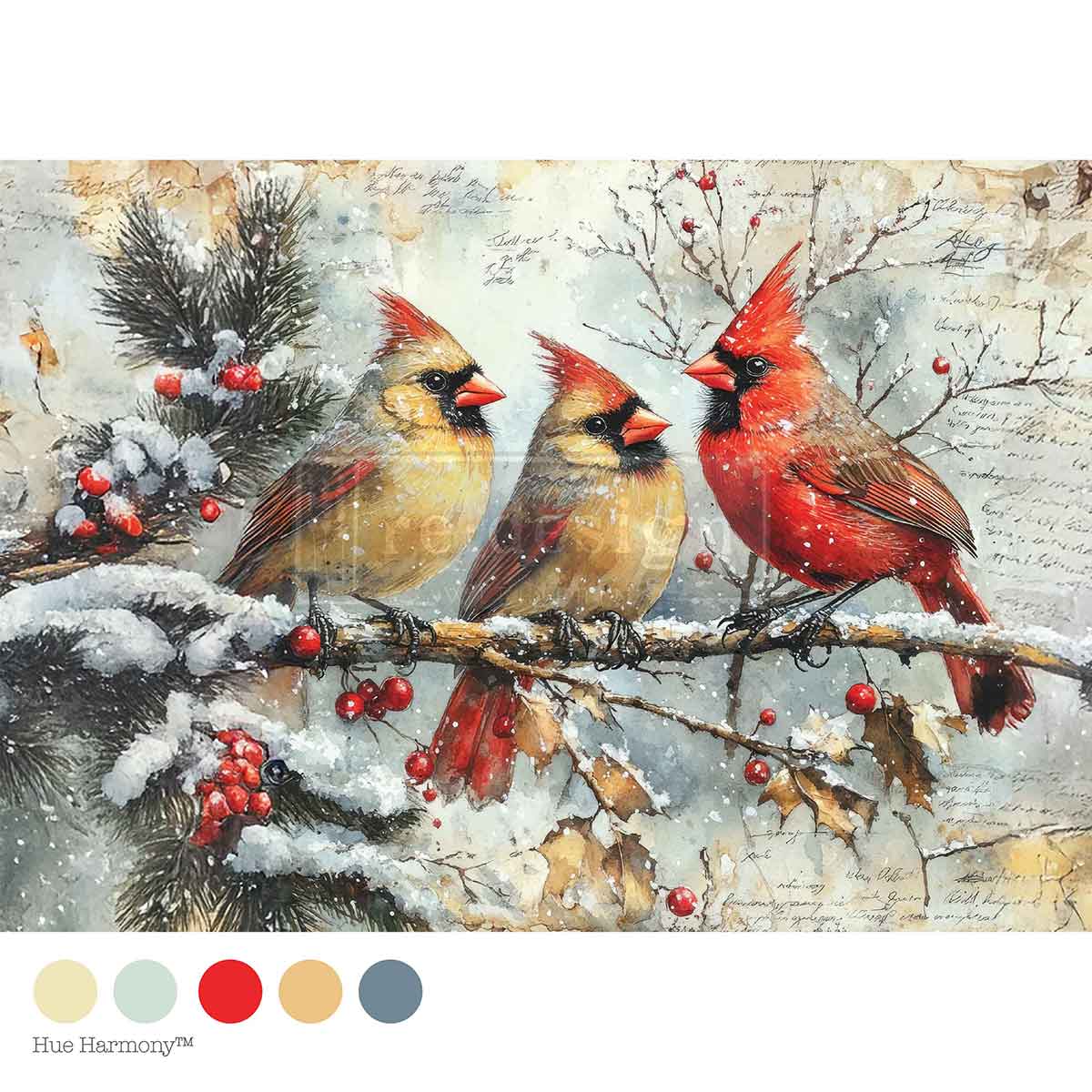 Redesign A4 Decoupage - Crimson Noel - 1 sheet, 21cm x 29.6cm (8.27′′×11.69′′)