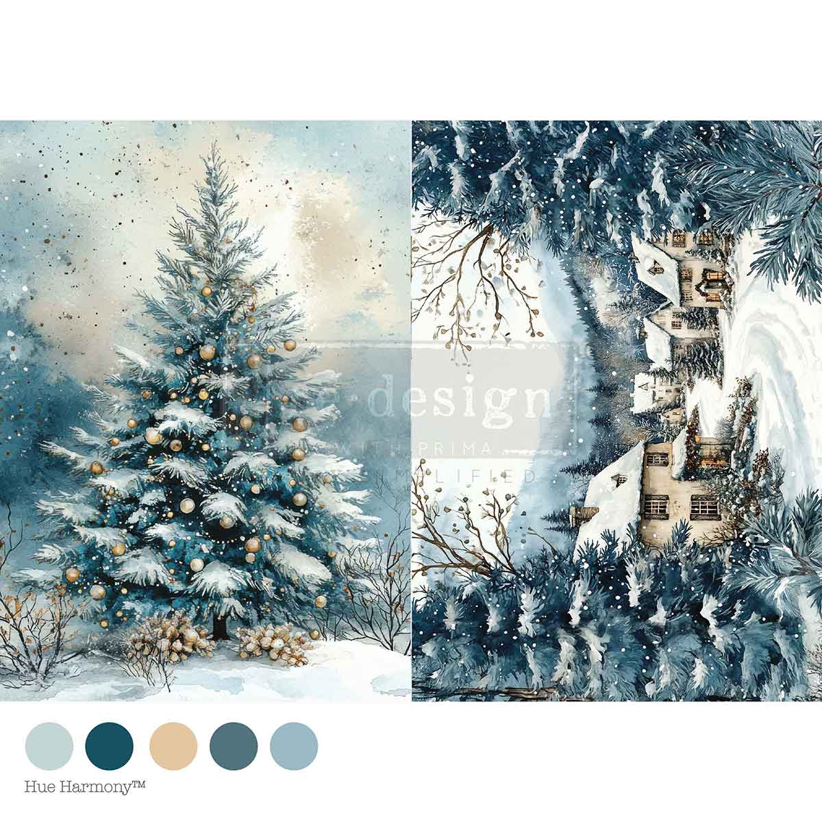 Redesign A4 Decoupage - Silent Night Sparkle - 1 sheet, 21cm x 29.6cm (8.27′′×11.69′′)