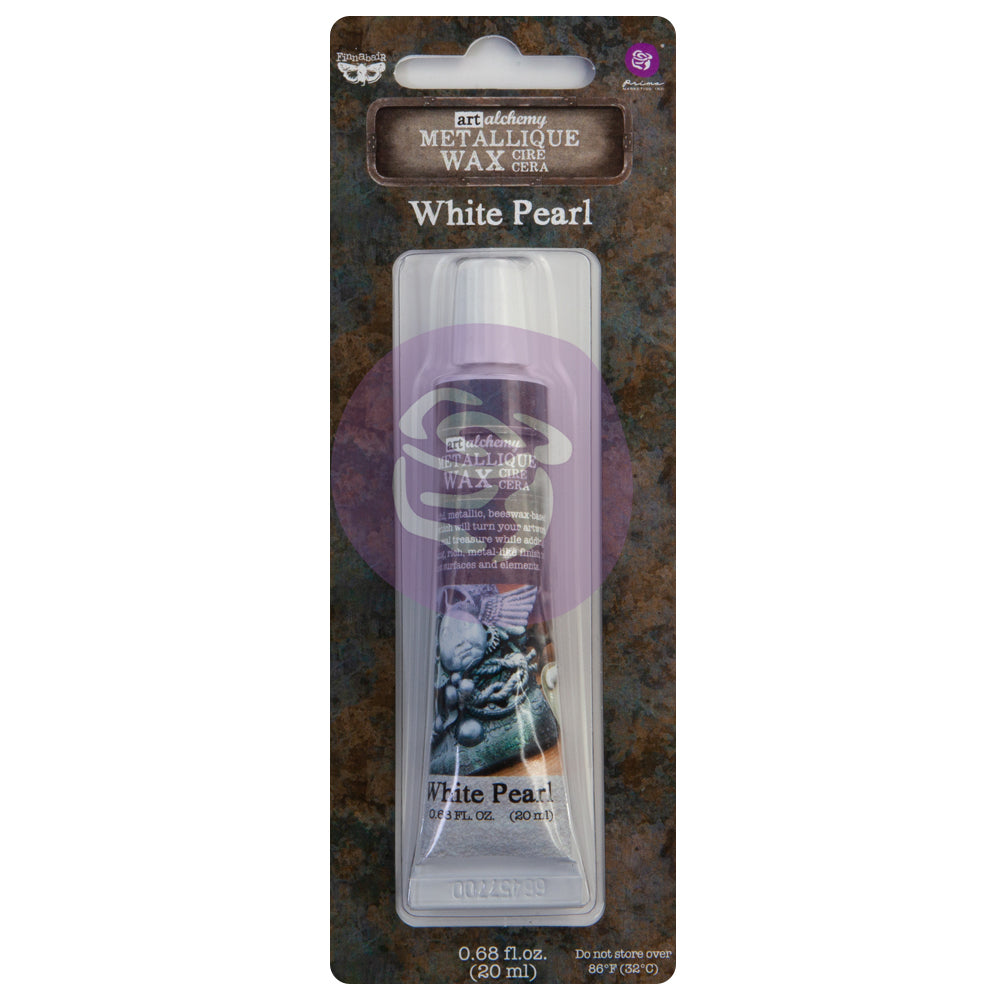 Packaged wax product with 'White Pearl' label on a textured background