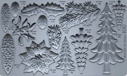 IOD - Boughs of Holly Decor Moulds 6x10