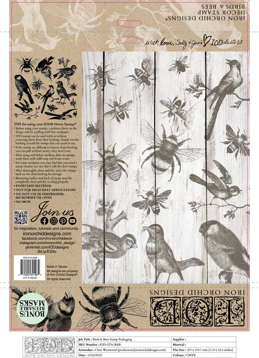 IOD - Birds & Bees Decor Stamp 12x12