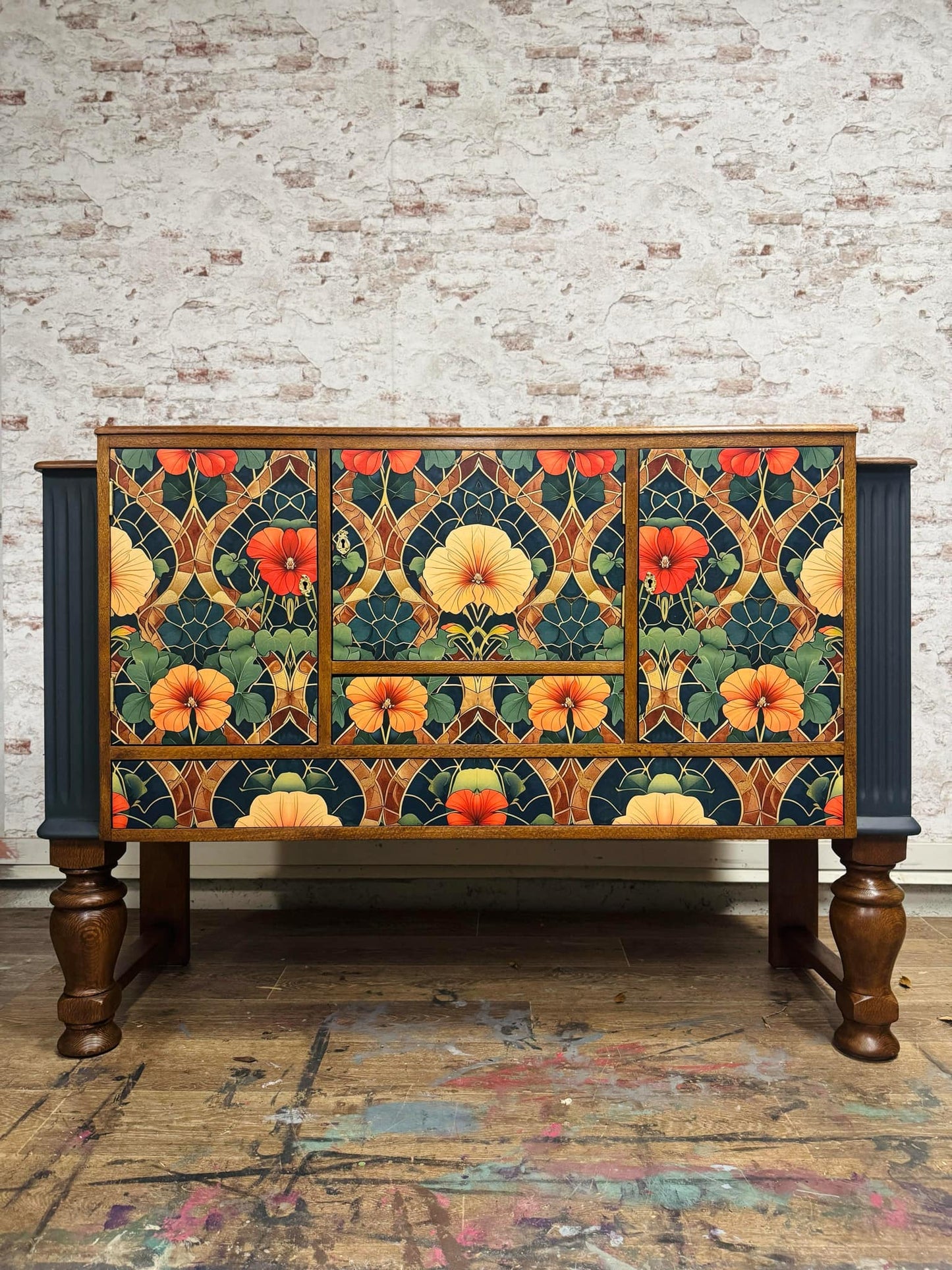 Stained Glass Blossoms - Mint Decoupage Paper