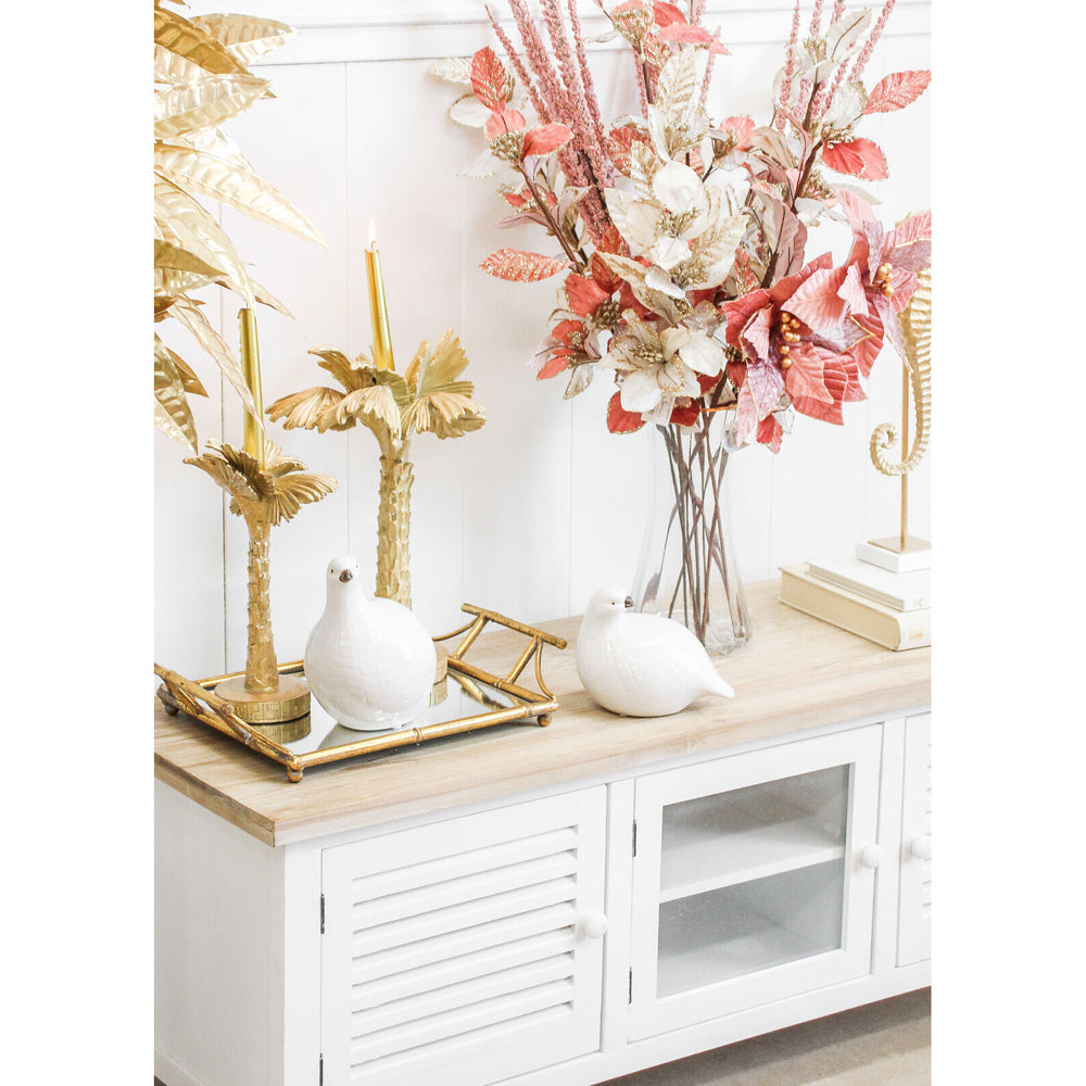 Medium White Ceramic Guinea Fowl / Quail