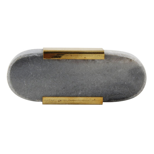 Grey Oval Golden Stone Dresser Knobs