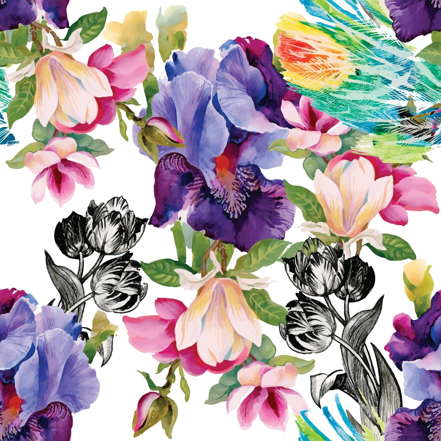 Belles and Whistles | Colorful Floral with Black & White Rice Paper Set