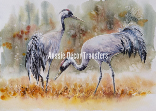 Desert Cranes - Aussie Decor Self Adhesive Decoupage Print