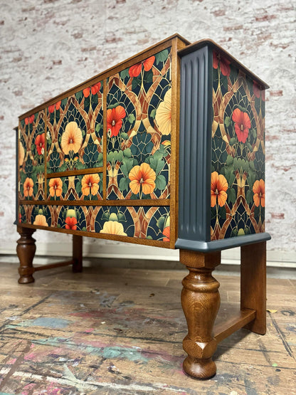 Stained Glass Blossoms - Mint Decoupage Paper