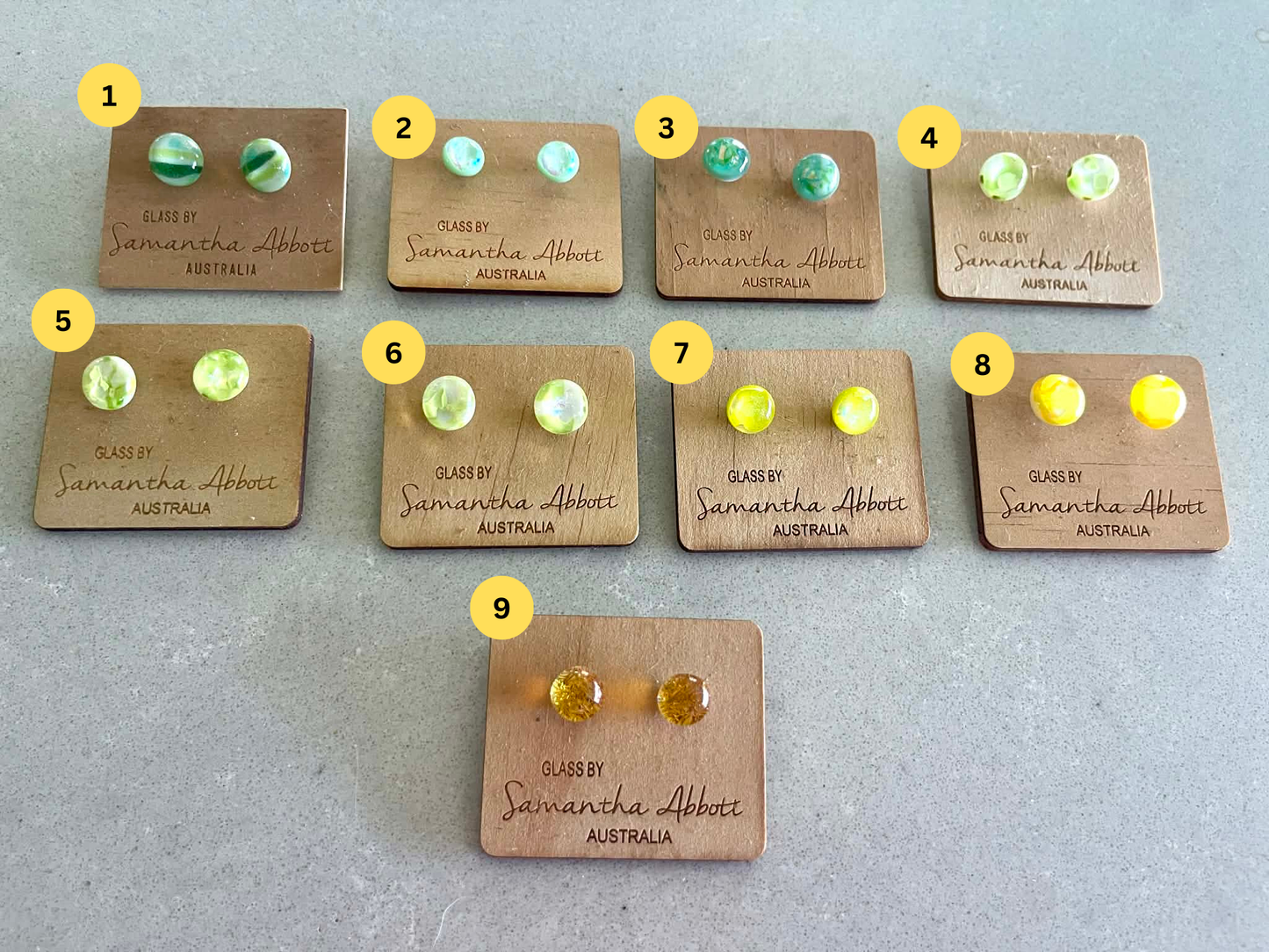 Samantha Abbott Studs - Greens and Yellows