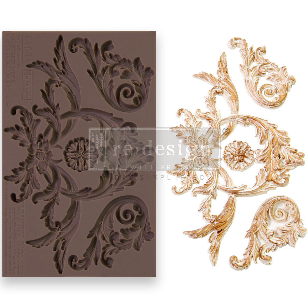 Redesign Decor Moulds - Kacha: Majestic Flourish – 1 pc, 5″x8″x8mm