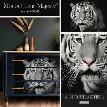 Redesign A1 Decoupage Fiber- Monochrome Majesty - 1 SHEET