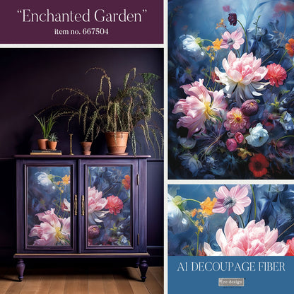 Redesign A1 Decoupage Fiber- Enchanted Garden - 1 SHEET
