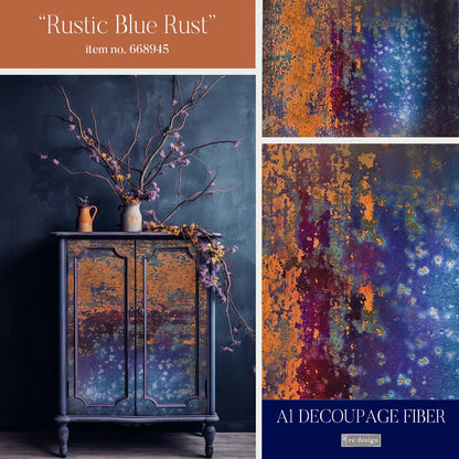 Redesign A1 Decoupage Fiber-Rustic Blue Rust - 1 SHEET