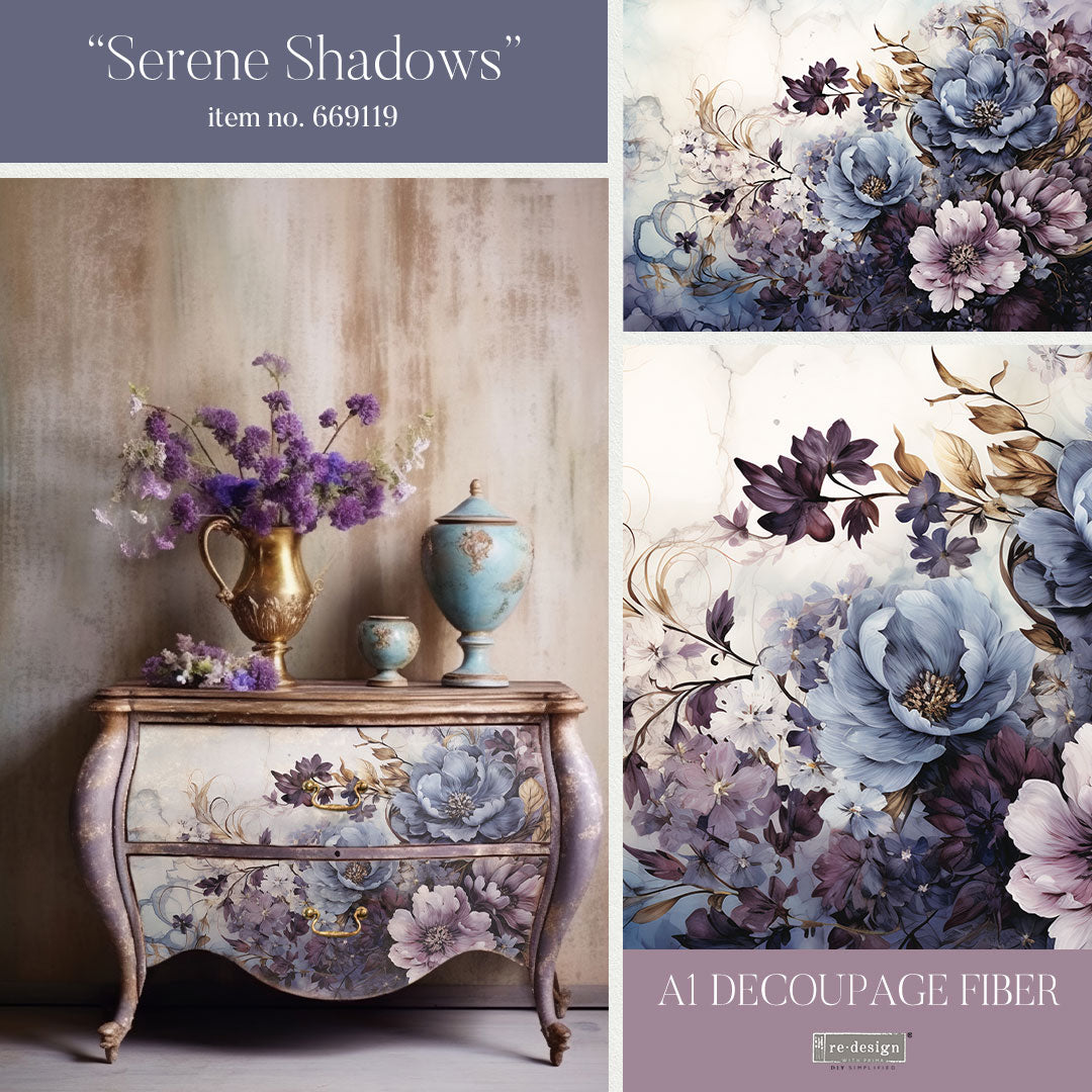 A1 Decoupage Fiber- Serene Shadows - 1 SHEET
