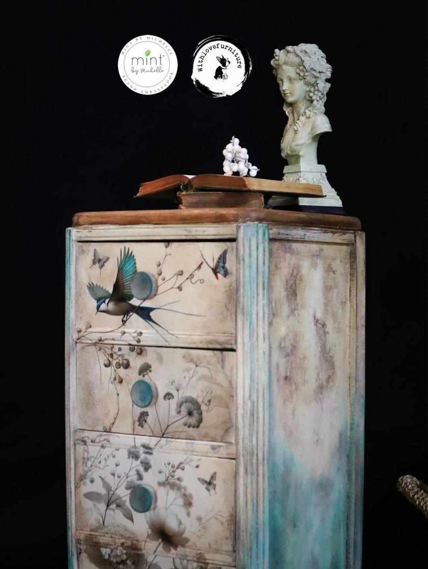 Pale Blossom - Mint Decoupage Paper