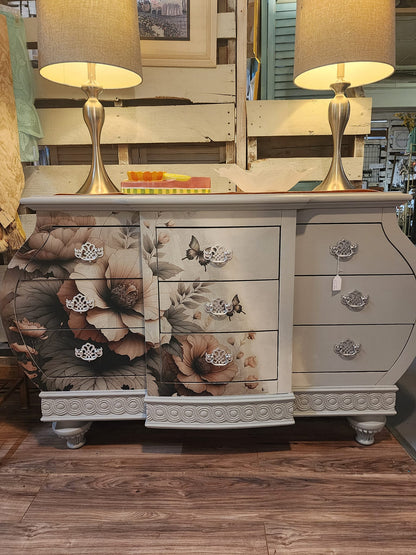 Peach Petals - Mint Decoupage Paper