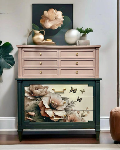 Peach Petals - Mint Decoupage Paper