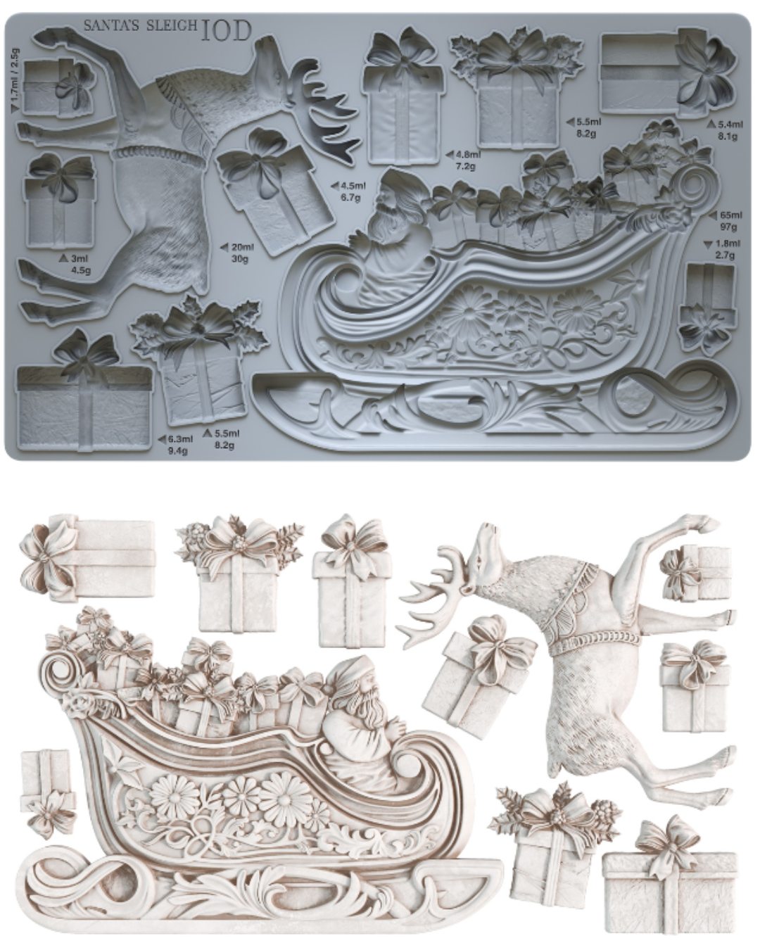 IOD- Santas Sleigh Decor Mould 6x10