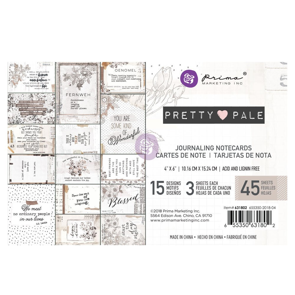 Prima Marketing - 4×6 Journal Cards - Pretty Pale