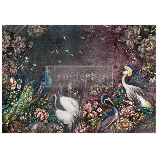 A1 DECOUPAGE FIBRE - BIRDS AND BLOOMS - 1 SHEET