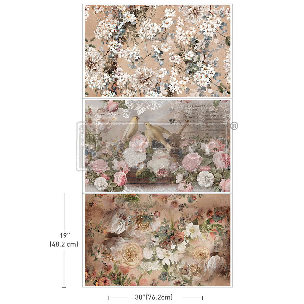 Redesign Decor Tissue Paper Pack - Romance In Bloom – 3 sheets