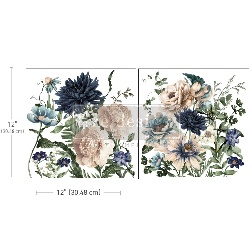 MAXI TRANSFERS  – Cerulean Blooms – Re-design Decor Transfer