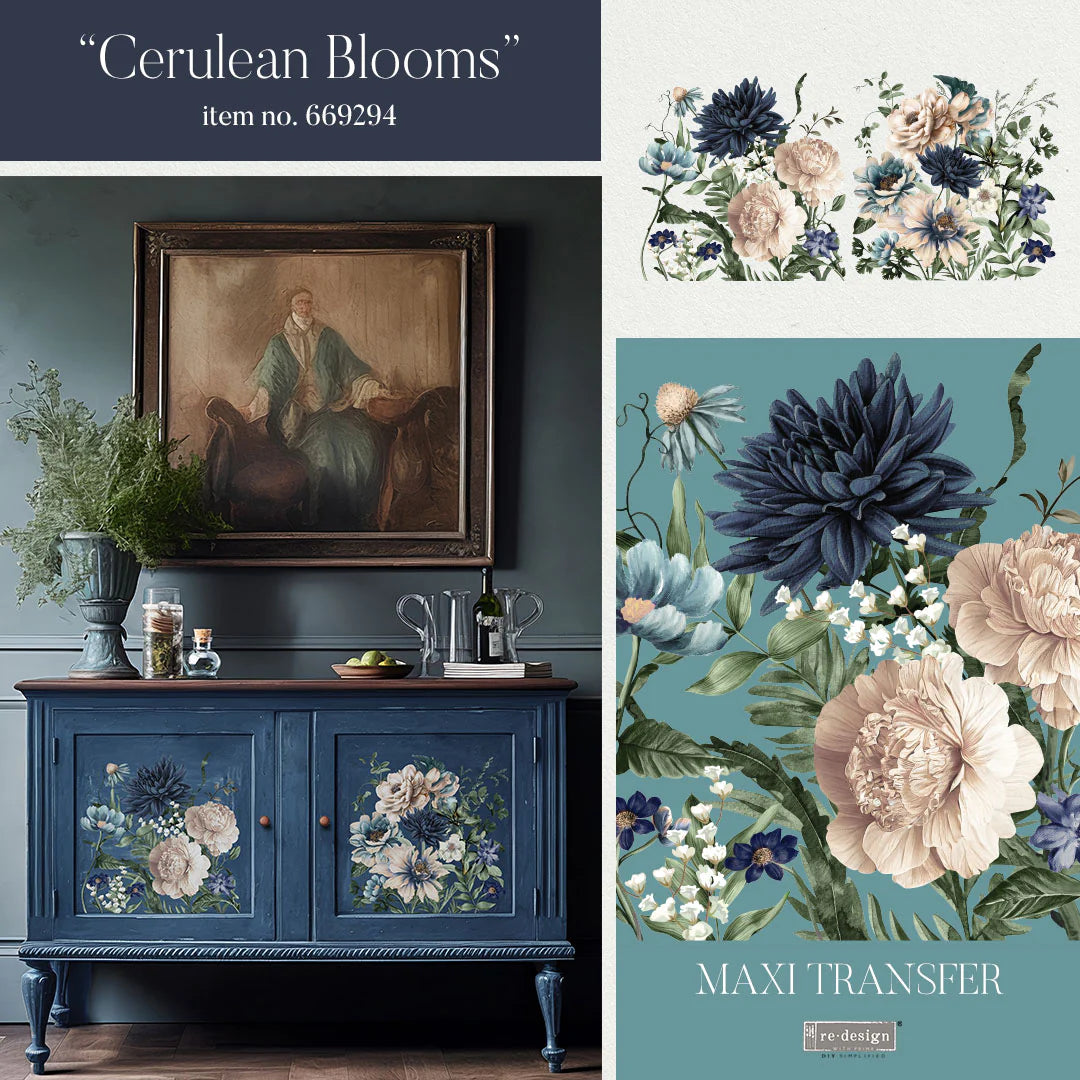 MAXI TRANSFERS®  – Cerulean Blooms – Re-design Decor Transfer