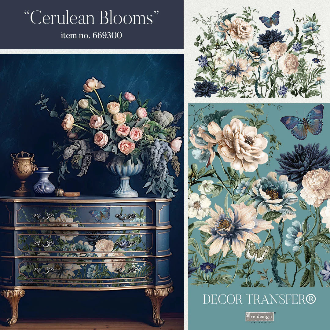 Decor Transfers - Cerulean Blooms - Redesign with Prima