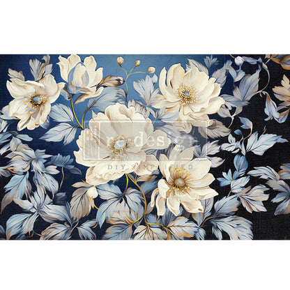 Redesign Decoupage Tissue Paper - Cerulean Blooms I - 1 sheet, 19.5"x30" (48.2 x 76.2cm)