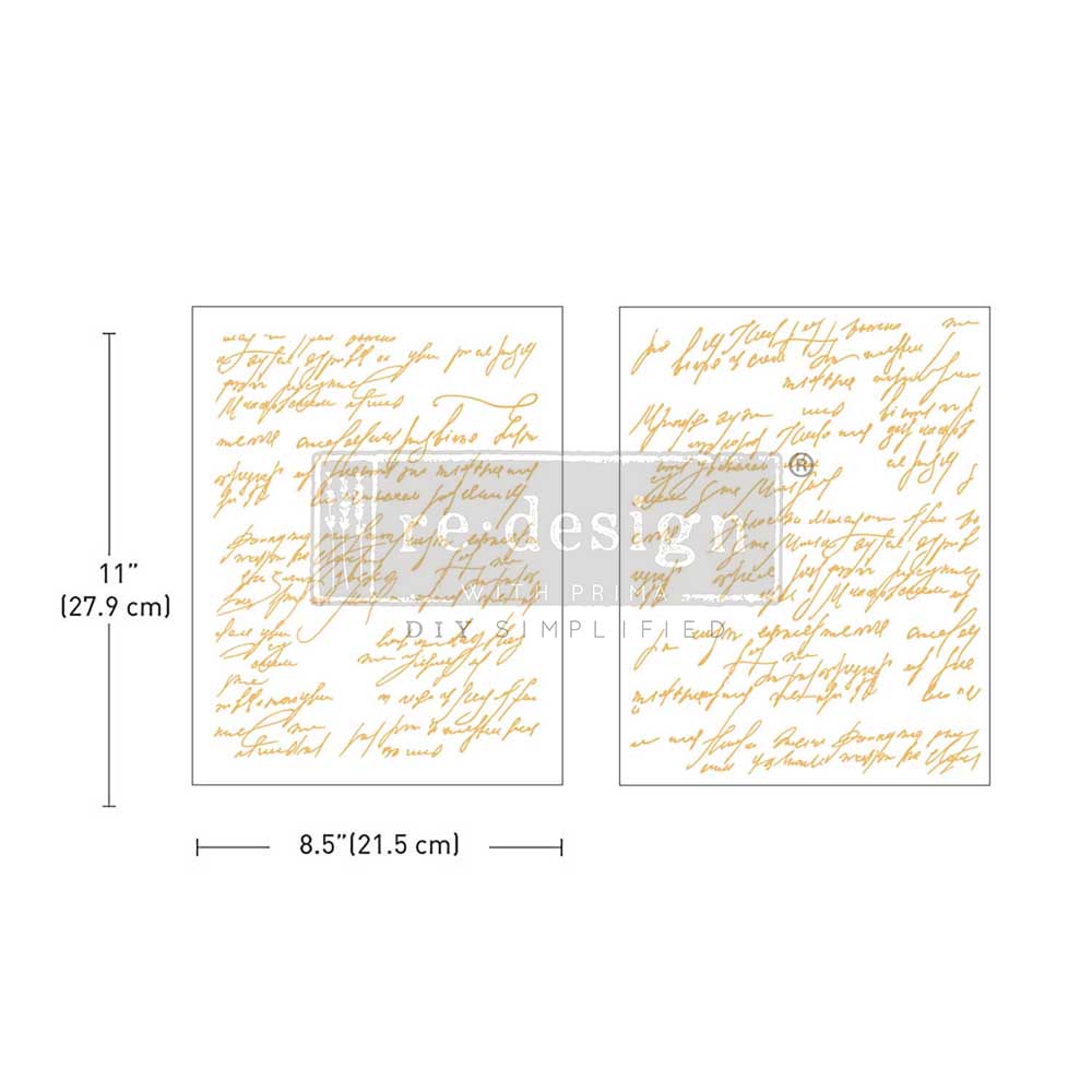 Kacha Middy Foil Transfers - Shimmering Script - 2 sheets, 8.5" x 11"