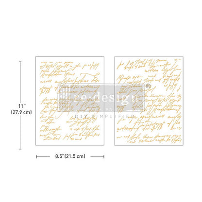 Kacha Middy Foil Transfers - Shimmering Script - 2 sheets, 8.5" x 11"