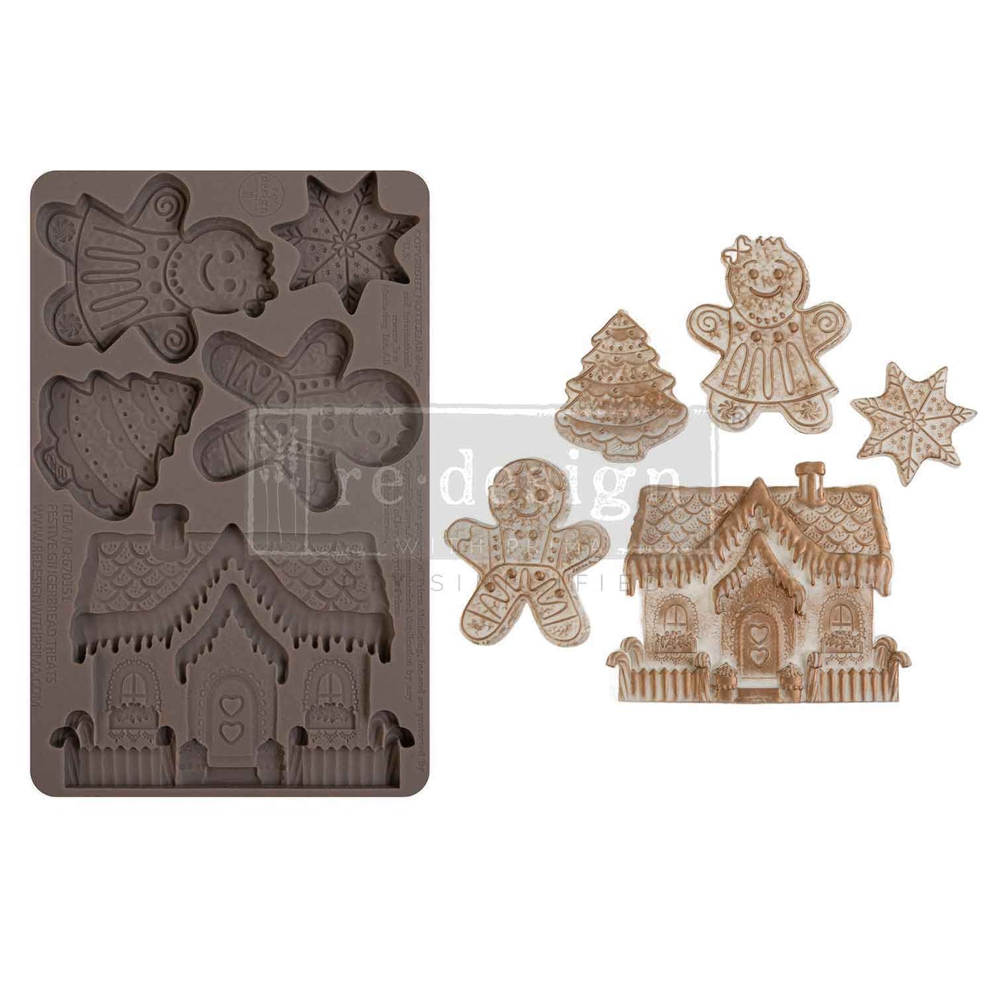 Redesign Decor Moulds® - Festive Gingerbread Treats - 1 pc, 5"x8"x8mm