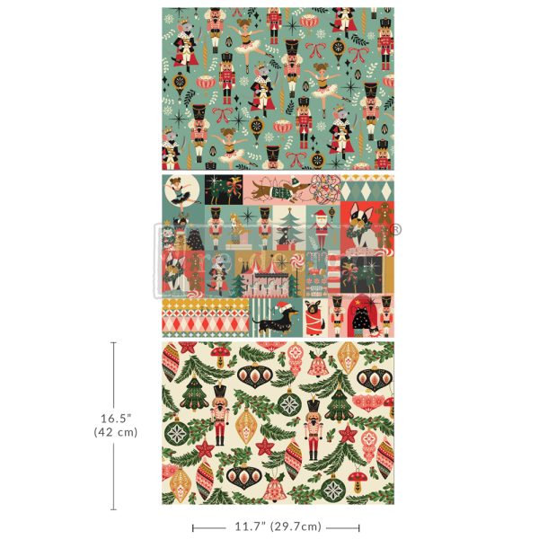 Redesign - A3 Decoupage Fiber Pack - Nutcracker Happiness - 3 sheets, 11.7"x16.5" each