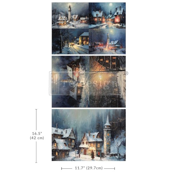 Redesign - A3 Decoupage Fiber Pack - Snowy Twilight - 3 sheets, 11.7"x16.5" each