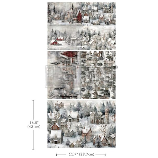 Redesign - A3 Decoupage Fiber Pack - Silent Night Snow - 3 sheets, 11.7"x16.5" each