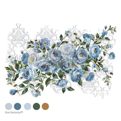 Redesign Decor Transfers® – Azure Blossom – total sheet size 60.96cm x 88.9cm, cut into 4 sheets