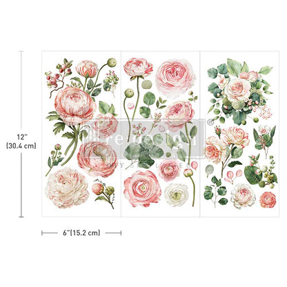 Redesign Small Transfers - Blushing Blooms - 3 sheets, 6" x 12"