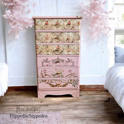 Redesign Double Delight Decoupage Fiber Paper Set – Blushing Bloom – Total 2 sheets – 1 sheet - 49.53cm x 76.2cm + 1 sheet - 29.71cm x 41.91cm