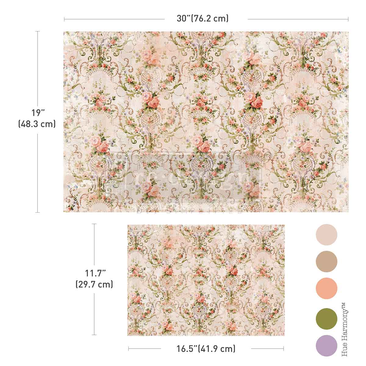 Redesign Double Delight Decoupage Fiber Paper Set – Blushing Bloom – Total 2 sheets – 1 sheet - 49.53cm x 76.2cm + 1 sheet - 29.71cm x 41.91cm