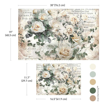 Redesign Double Delight Decoupage Fiber Paper Set – My Garden Whimsy – Total 2 sheets – 1 sheet - 49.53cm x 76.2cm + 1 sheet - 29.71cm x 41.91cm