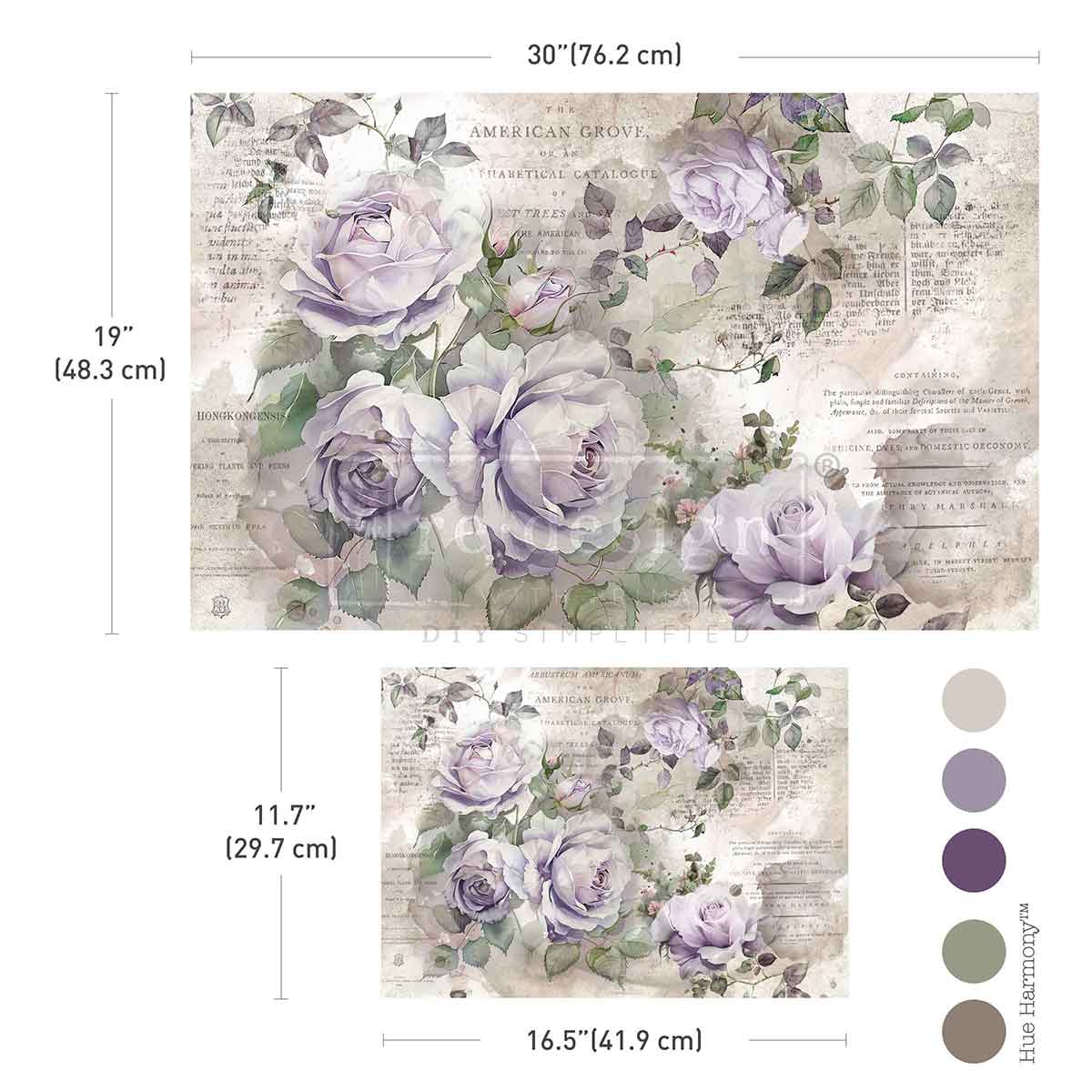 Redesign Double Delight Decoupage Fiber Paper Set – Soft Veil – Total 2 sheets – 1 sheet - 49.53cm x 76.2cm + 1 sheet - 29.71cm x 41.91cm