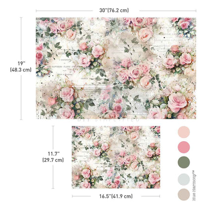 Redesign Double Delight Decoupage Fiber Paper Set – Rosy Reverie – Total 2 sheets – 1 sheet - 49.53cm x 76.2cm + 1 sheet - 29.71cm x 41.91cm