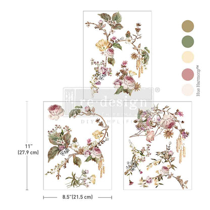 Redesign Middy Transfers –  Rosette Royale – 3 sheets, 21.59cm x 27.94cm