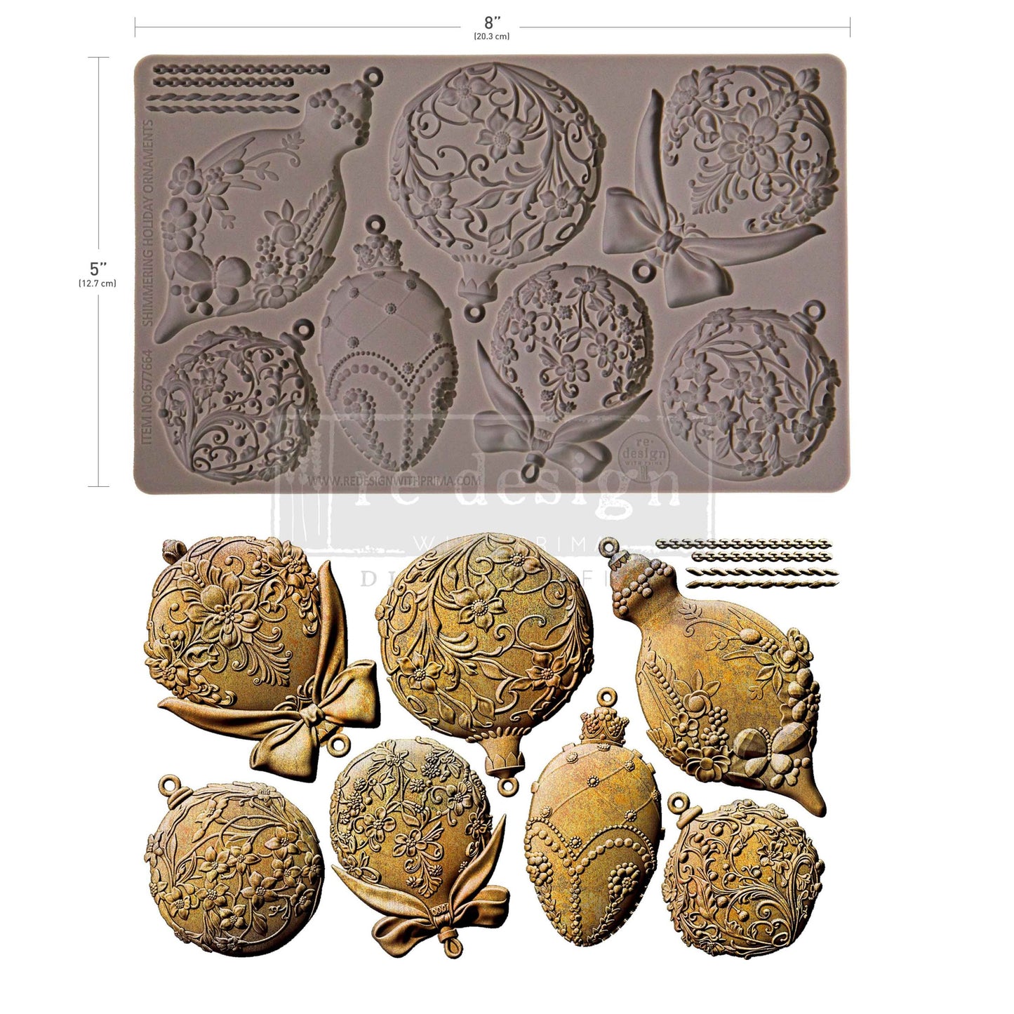 Redesign Decor Moulds® - Shimmering Holiday Ornaments - 1 pc, 5"x8"x8mm