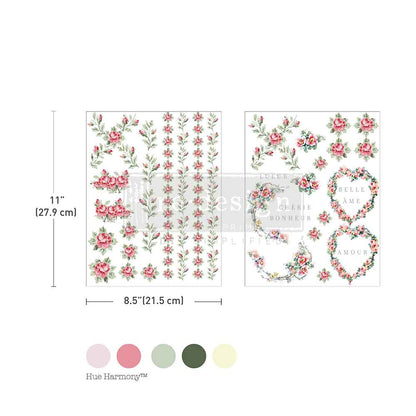 H20 Transfers - Nostalgic Blooms  – 2 sheets, 8.5″x11″