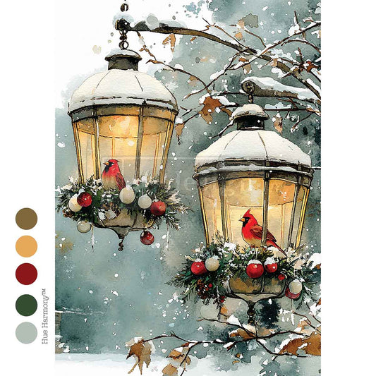 Redesign A4 Decoupage - Cardinal Christmas - 1 sheet, 21cm x 29.6cm (8.27′′×11.69′′)