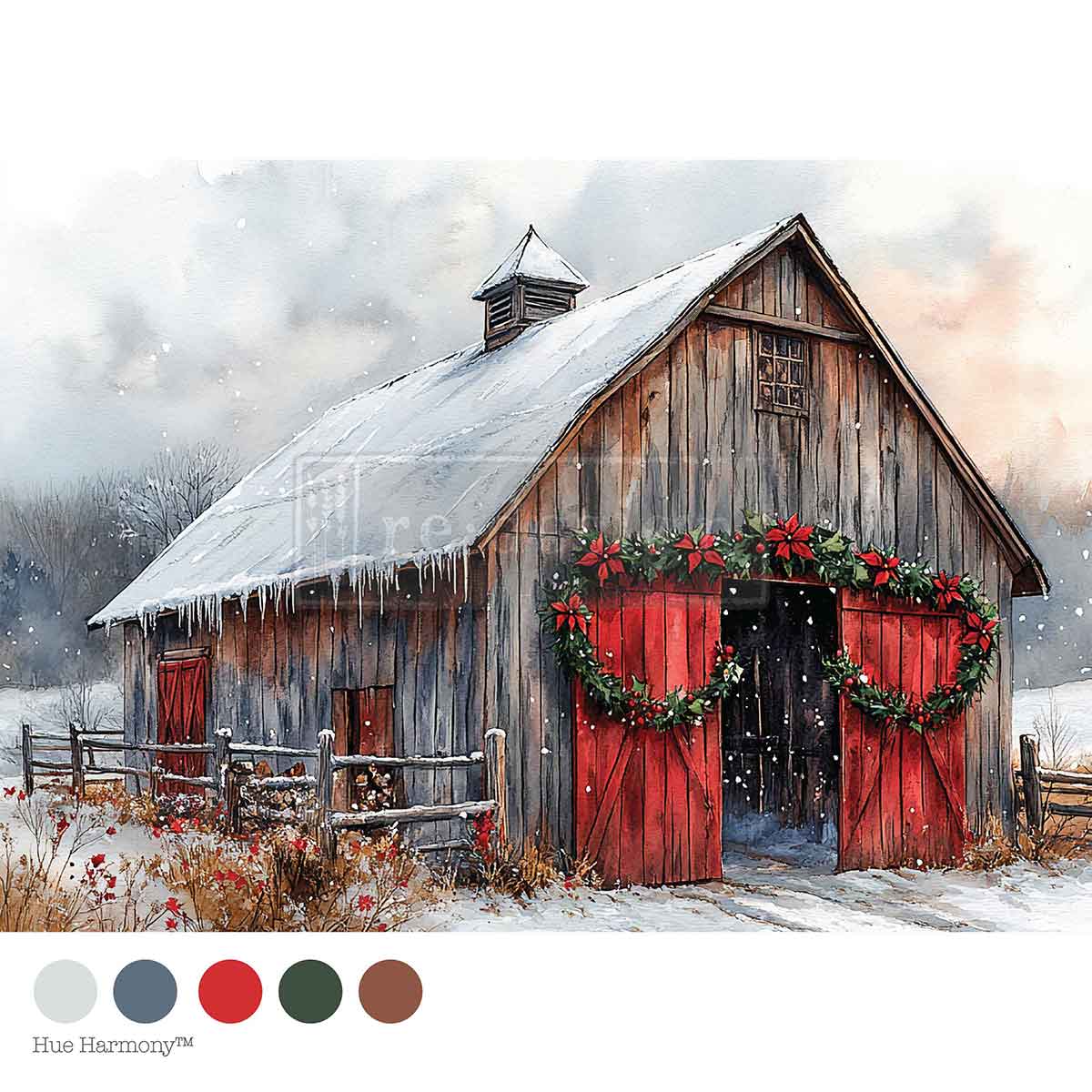 Redesign A4 Decoupage - Cranberry Cabin - 1 sheet, 21cm x 29.6cm (8.27′′×11.69")